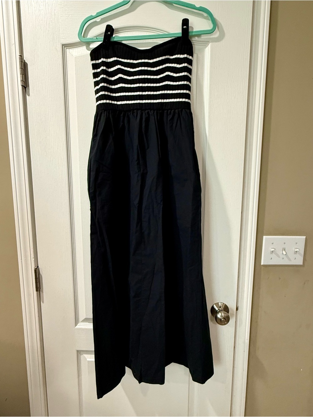 Universal Thread Black Maxi Dress with White Striped Bodice